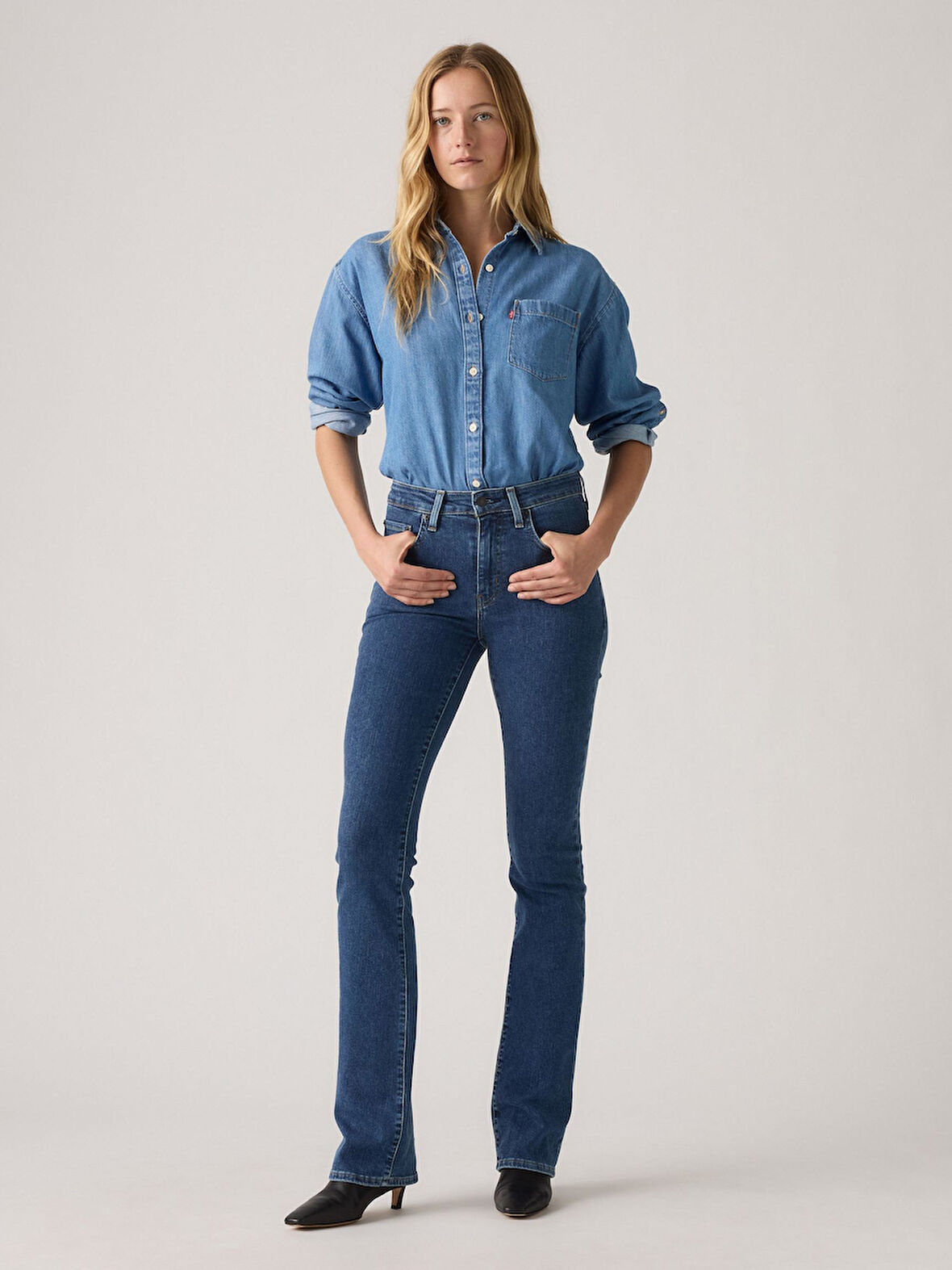 725 HİGH RİSE BOOTCUT TRIANGLE EXPLORATI KADIN MAVİ JEAN KOT PANTOLON 18759-0234