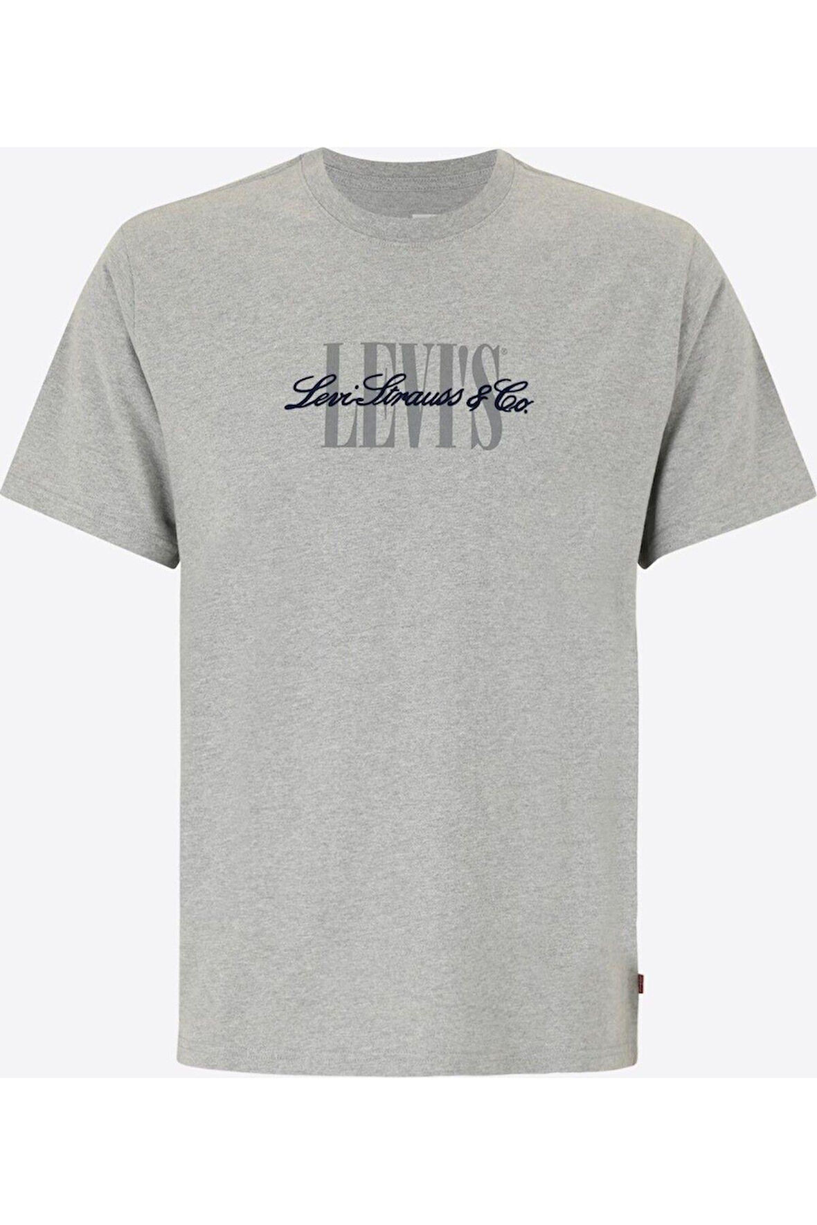 Levi's Erkek Bisiklet Yaka Relaxed Fit Serif Logo Gri T-Shirt - A2082-0297