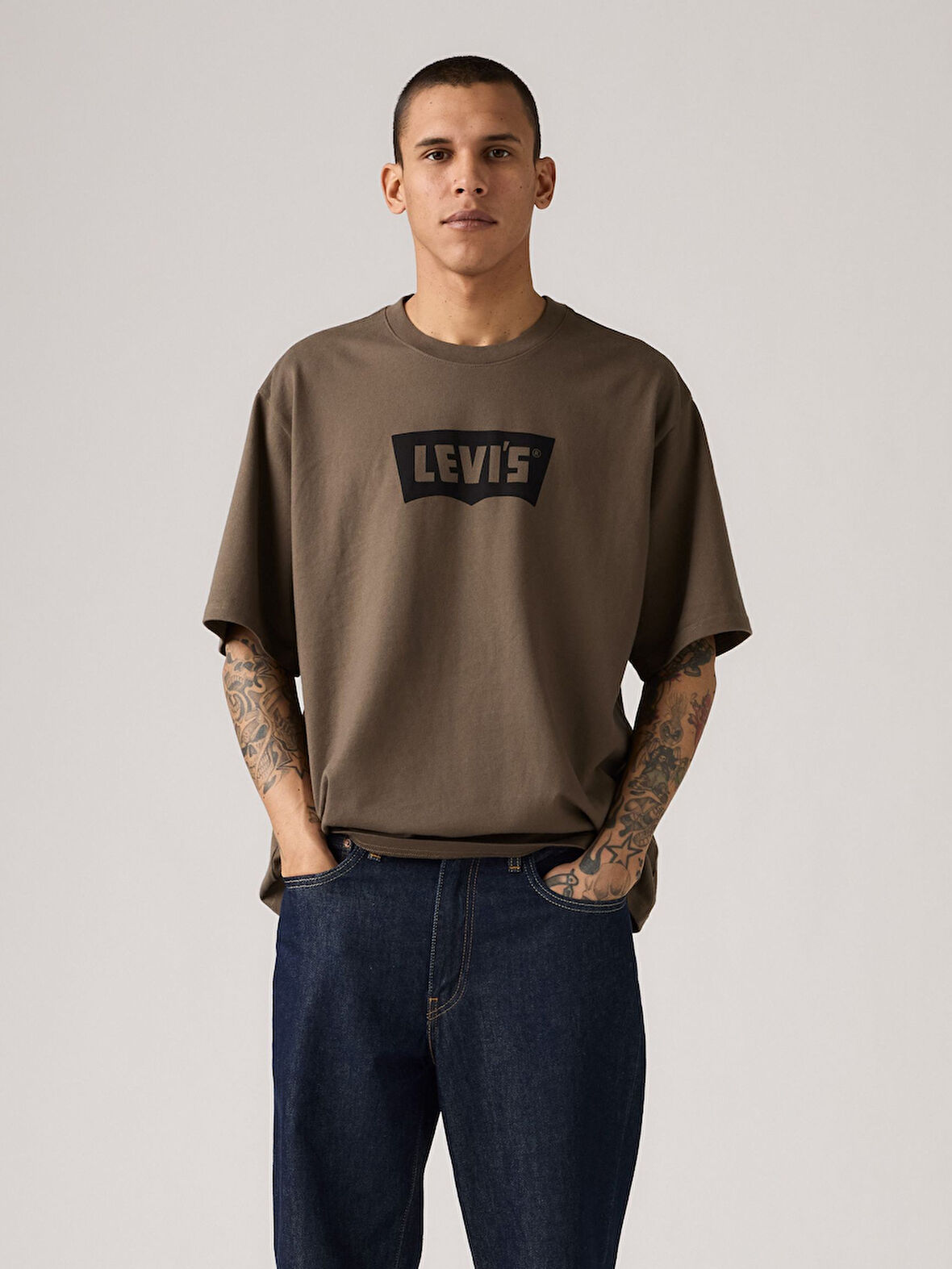 HAKİ ERKEK LOOSE T-SHİRT 001TR-0004