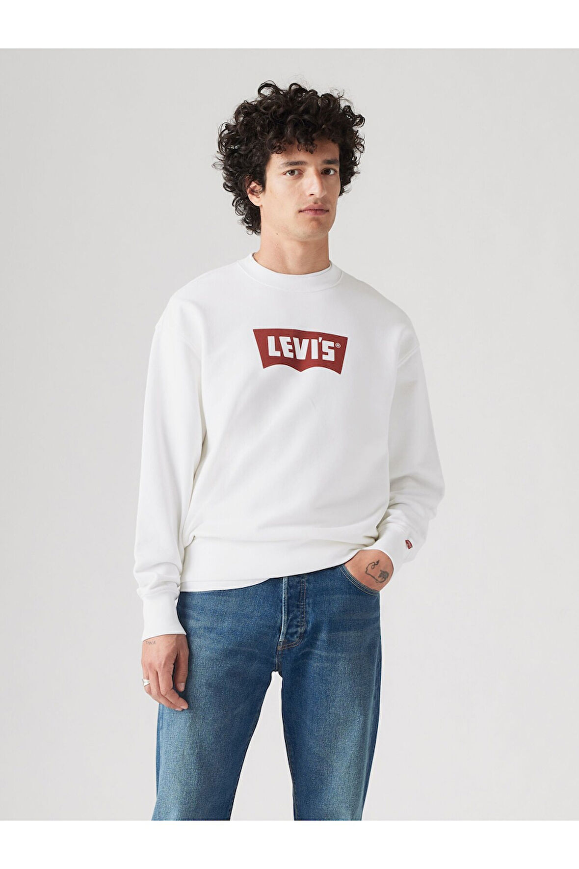 Levi's Erkek Premium Rahat Kesim Beyaz Bisiklet Yaka Sweatshirt - 003VK-0003