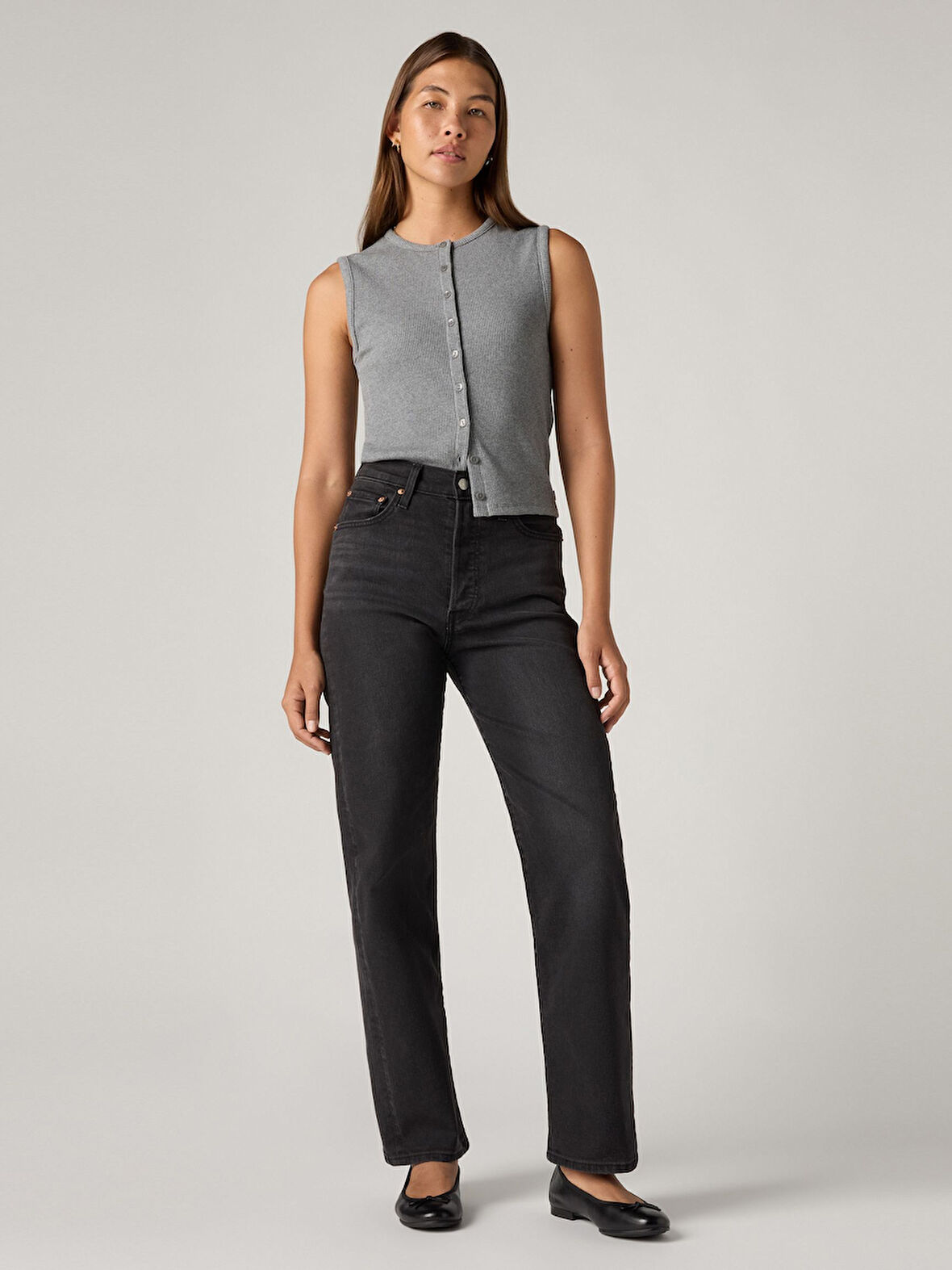 RİBCAGE STRAİGHT TK JUST A SEC KADIN GRİ JEAN KOT PANTOLON A7743-0016