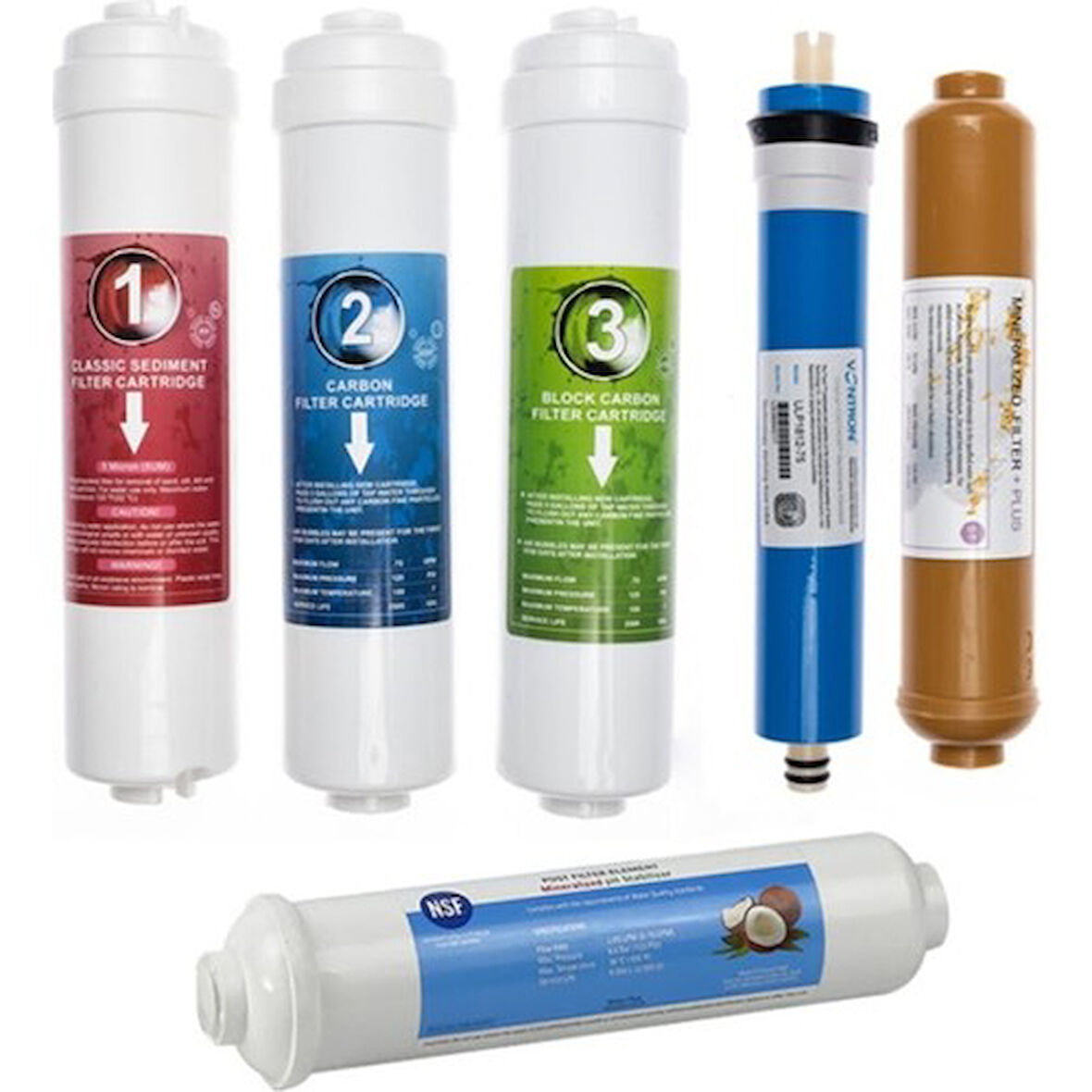 Kapalı Kasa Su Arıtma Cihazı Uyumlu 6'lı Filtre Seti Vontron Membranlı (Mineral Filtre)