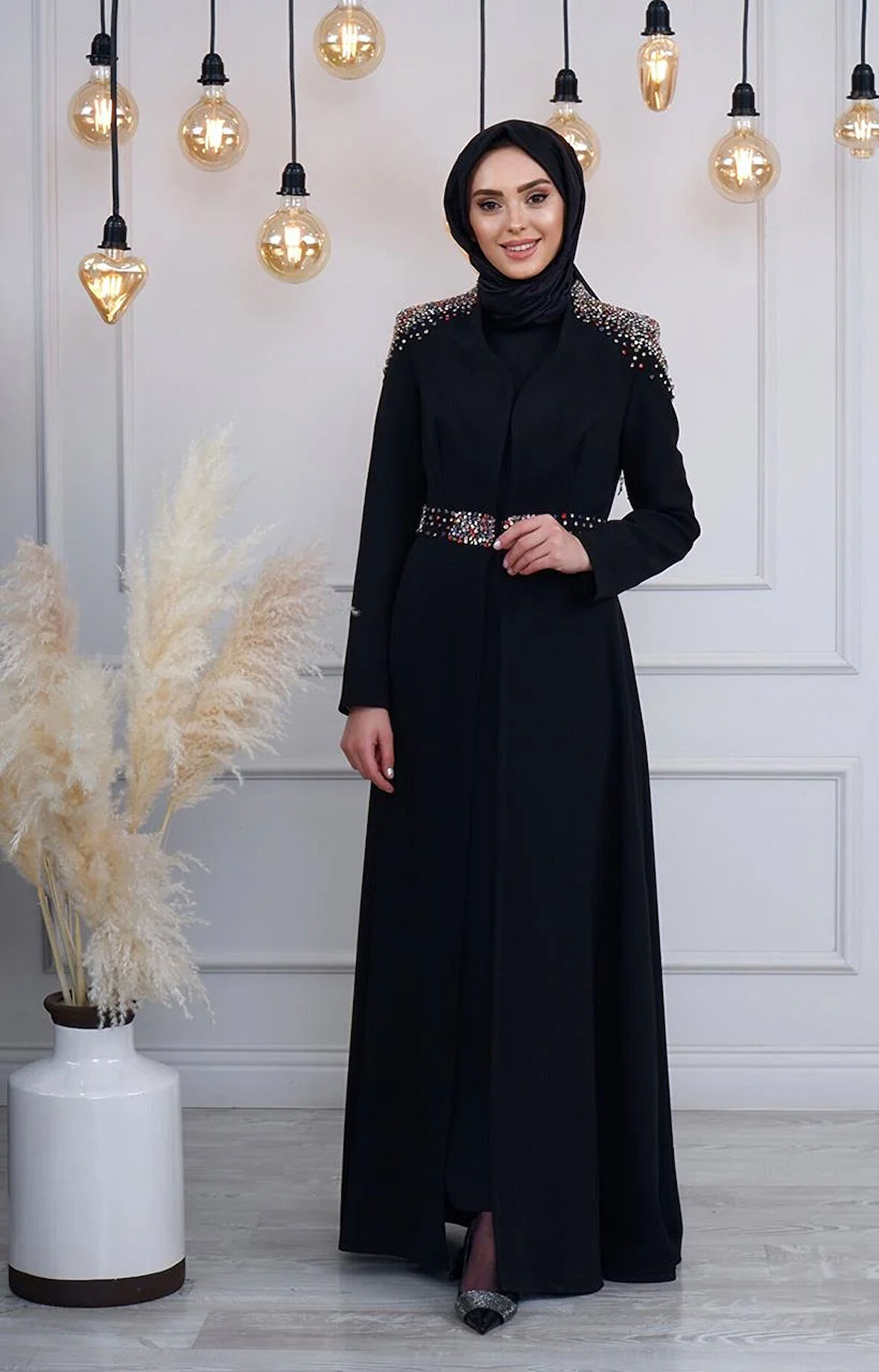 WHITE CORNER Abaya 2168 Siyah