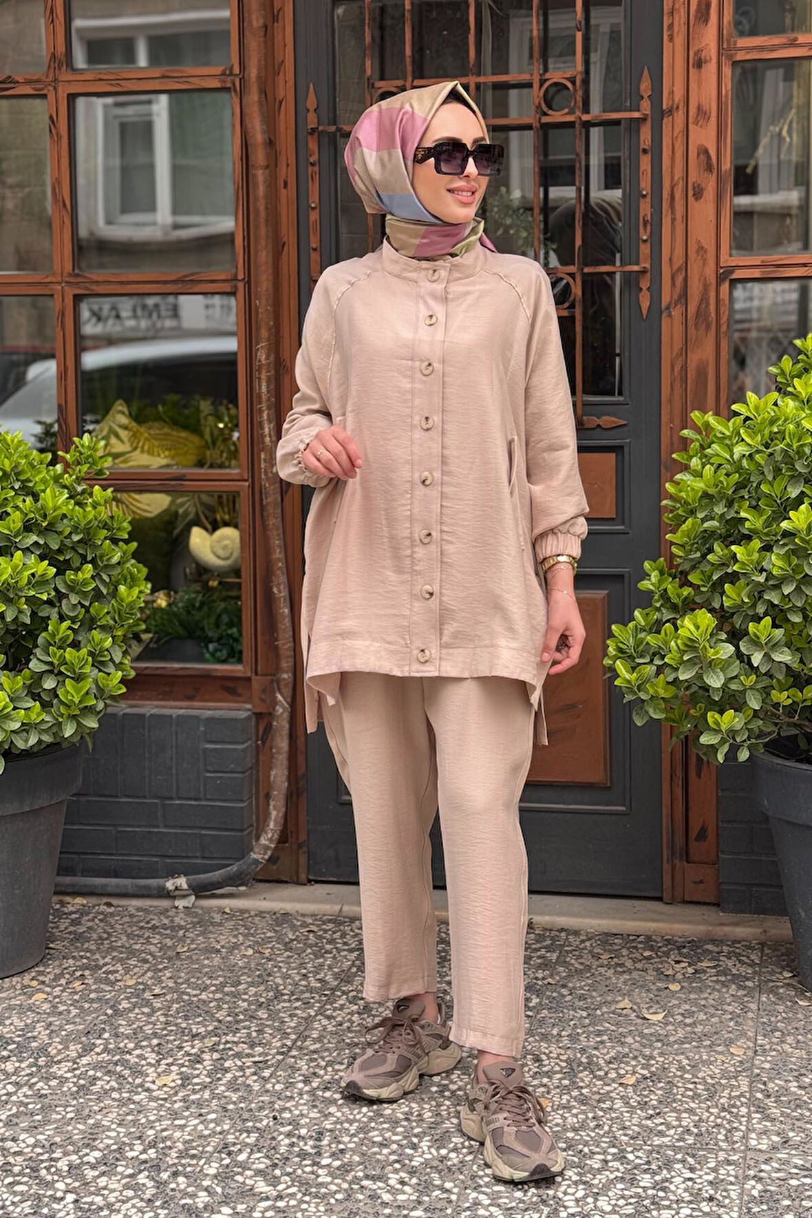 Nurcan Çetin Pantolonlu Takım 25441 Bej