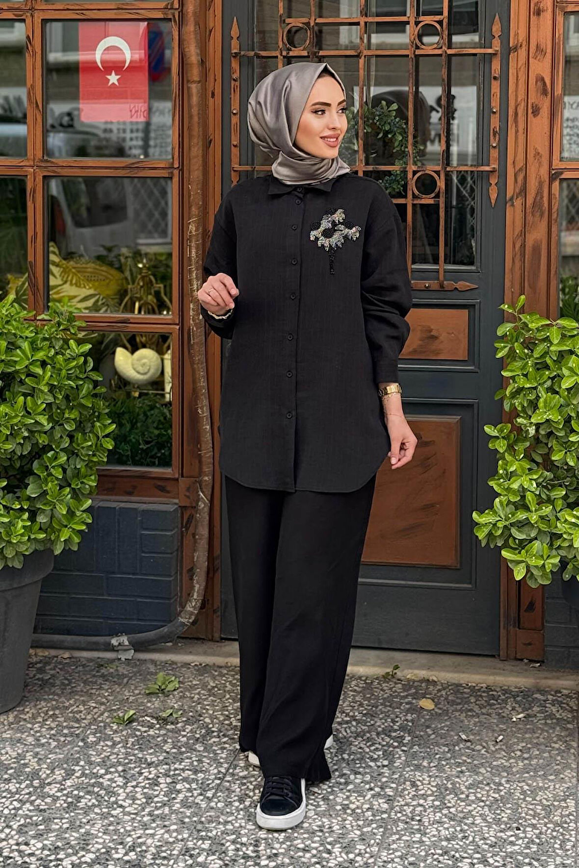 NURCAN ÇETİN Pantolonlu Takım 25448 Siyah