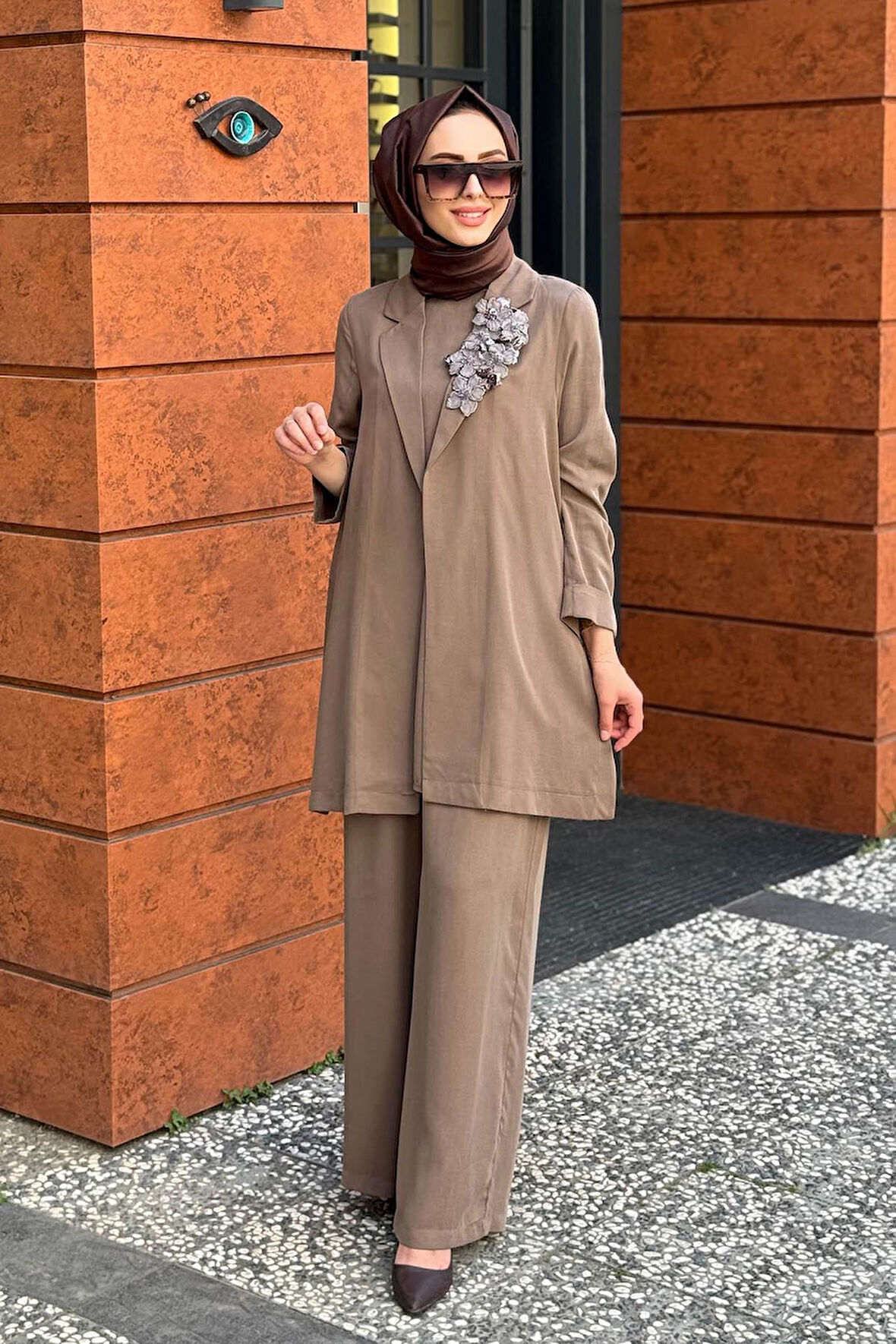 Nurcan Çetin Pantolonlu Takım 25600 Kahve