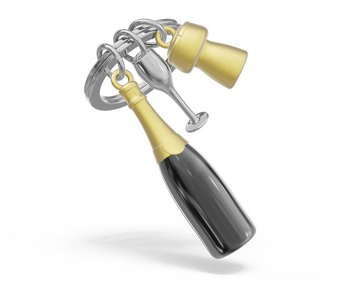 Metalmorphose Şampanya Kadeh Anahtarlık Siyah