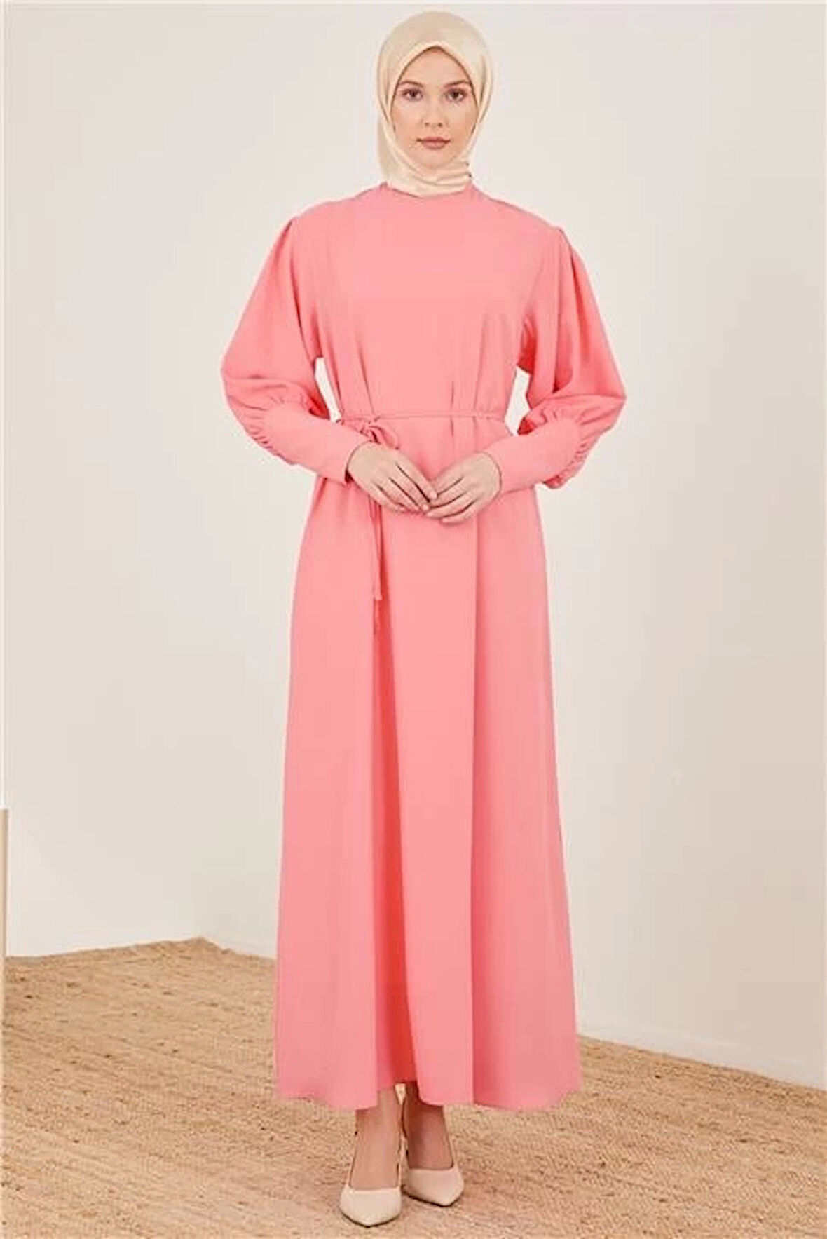 Armine Uzun Manşetli Elbise 23Y9647 Şeker Pembe