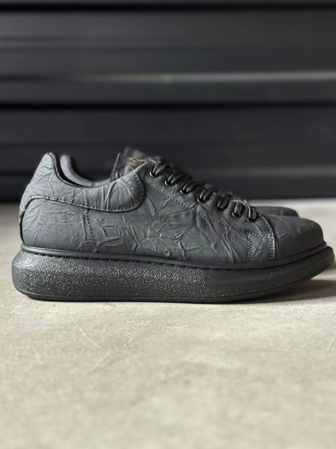 Knack Yüksek Taban Günlük Ayakkabı 044 Siyah Siyah Taban (Desenli)