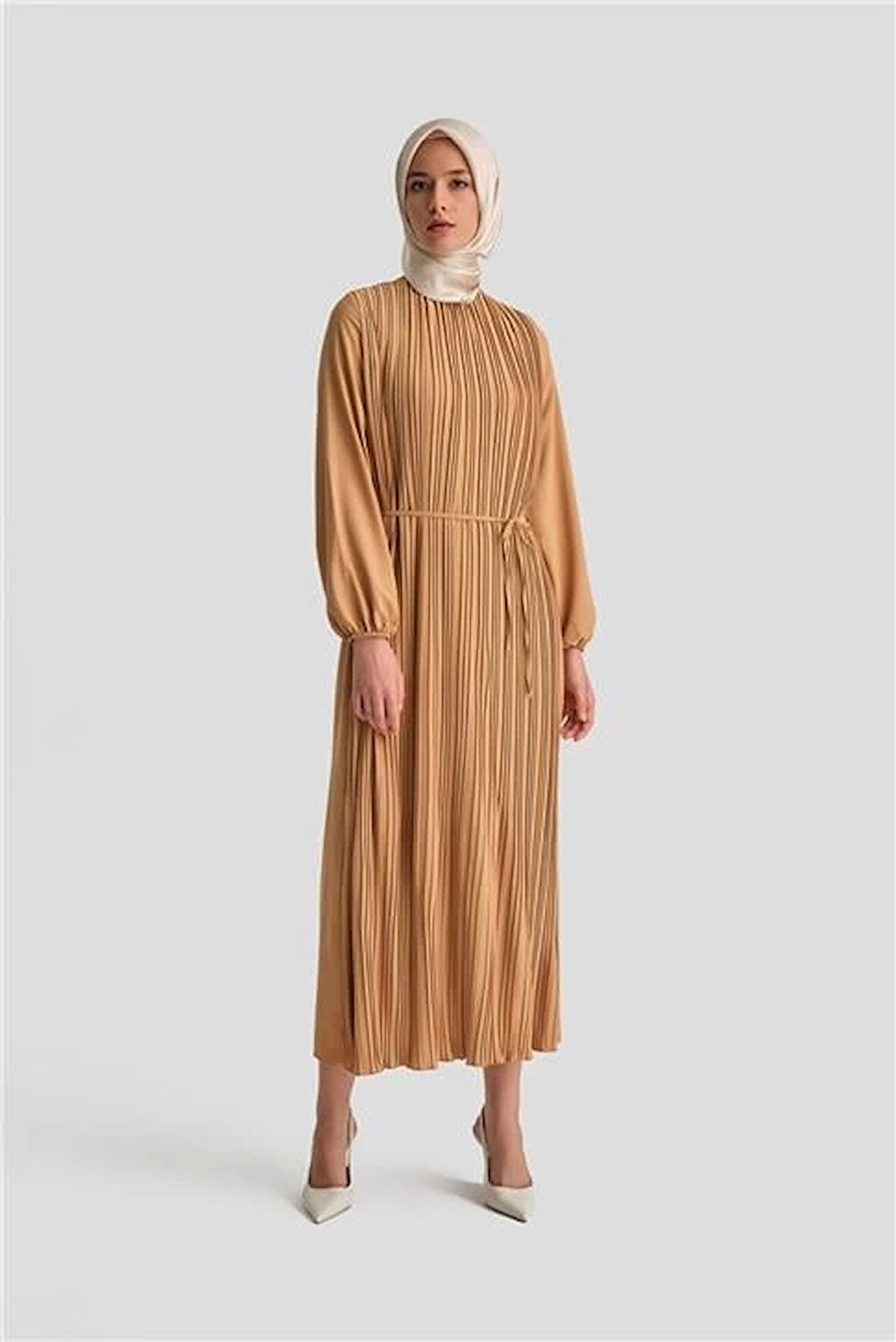 Armine Piliseli Elbise 24Yd9435 Camel