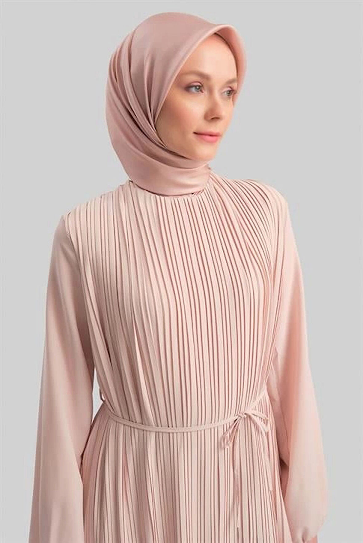 Armine Piliseli Elbise 24Yd9435 Bej