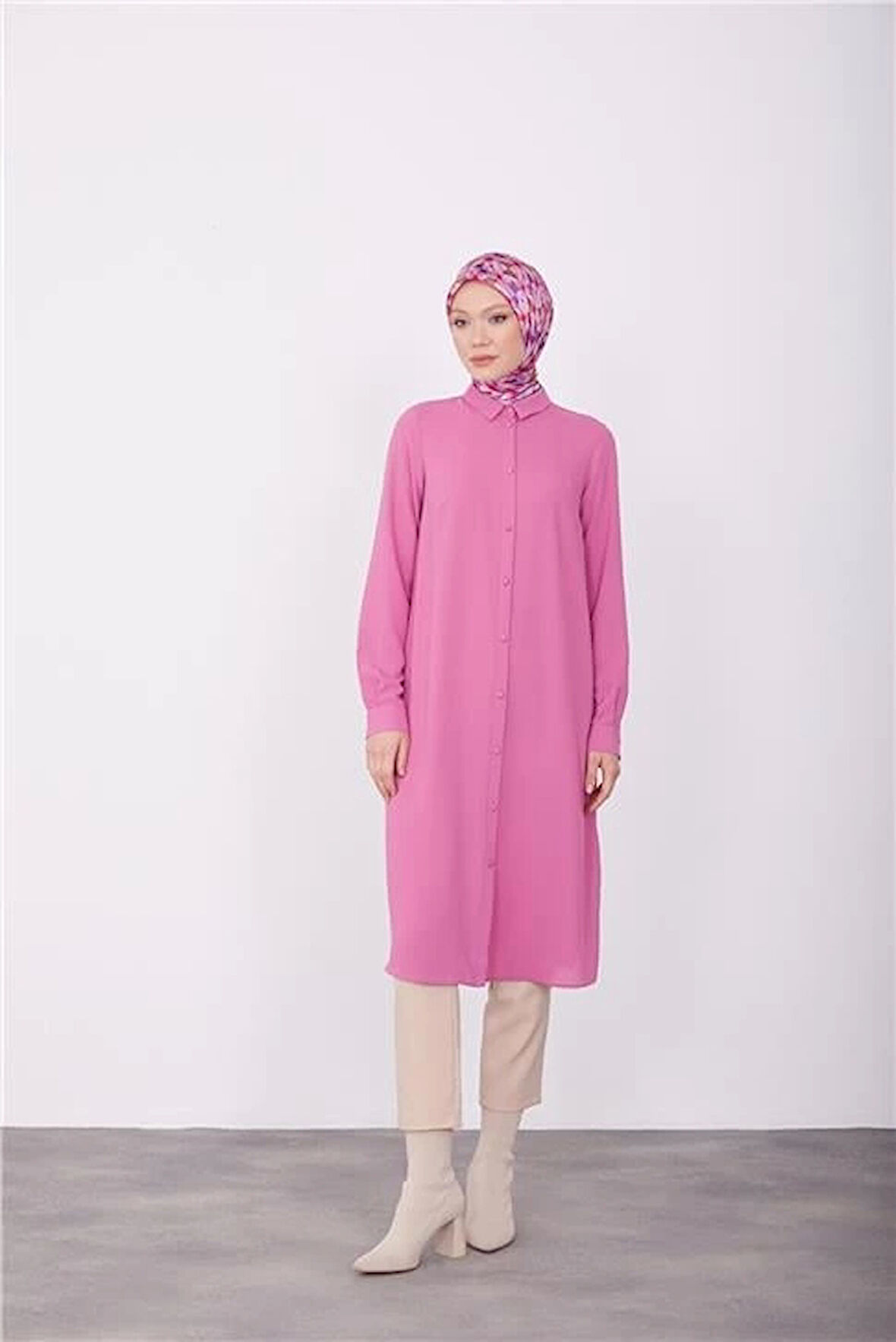 Armine Uzun Kolluarmine Logolu Tunik 23Kh411 Menekşe