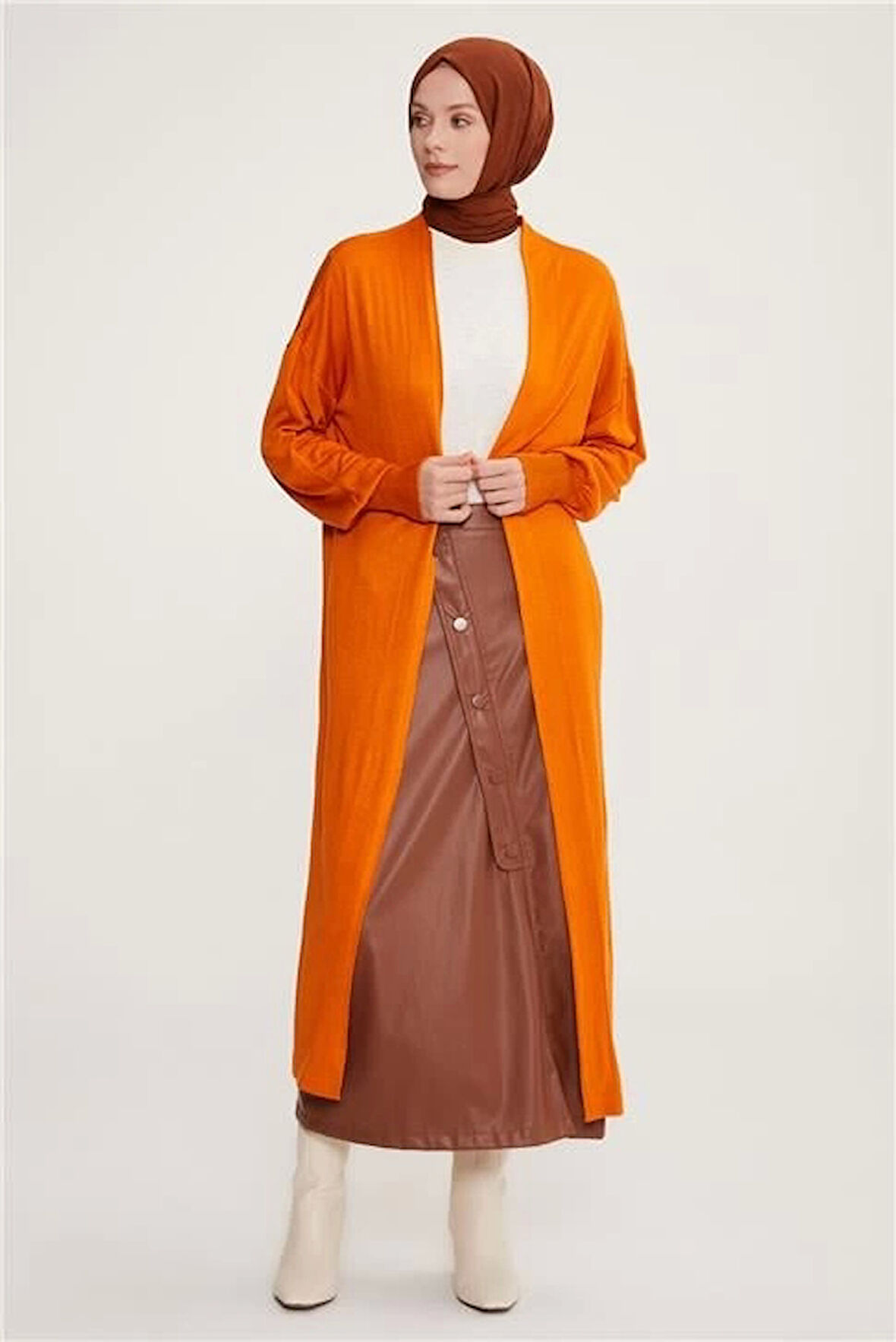 Armine Hırka 22Kd4245 Yanık Oranj