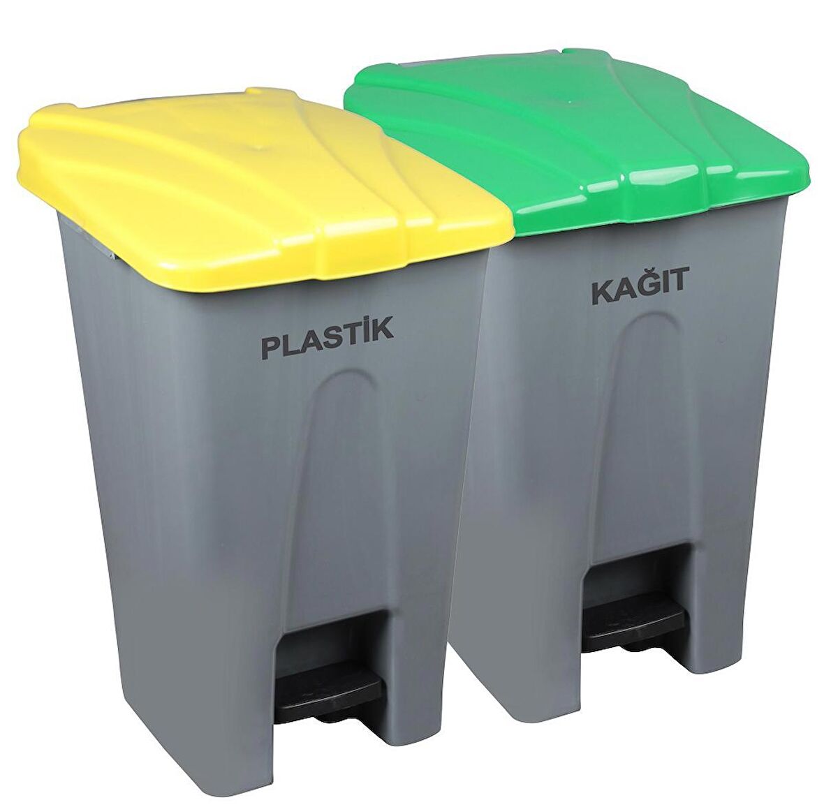 Safell Pedallı Kağıt Plastik Ayrıştırma Kovası - Çöp Konteyneri -70+70=140Litre