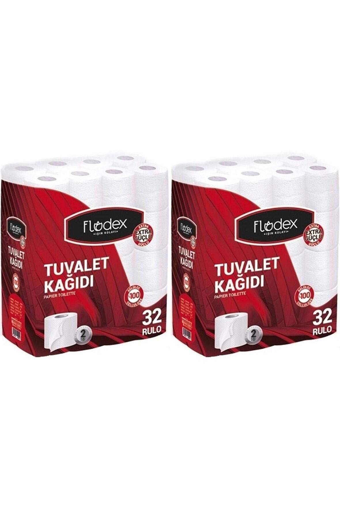 Flodex 2 Katlı 32 Rulo Tuvalet Kağıdı x 2 Adet (64 Rulo)