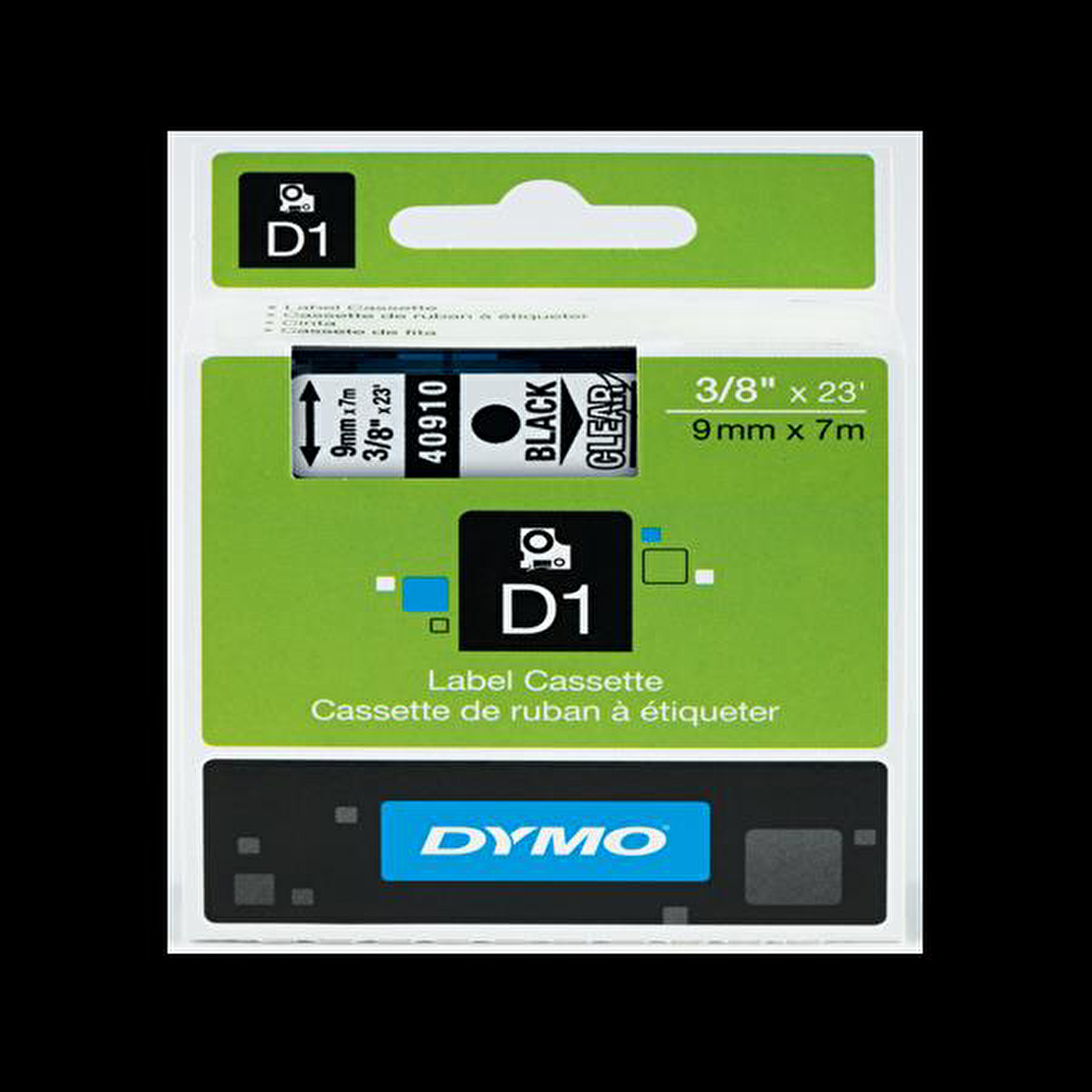 Dymo D1 Şerit Standart 9 MMx7 MT Şeffaf Üzerine Siyah 40910 S0720670