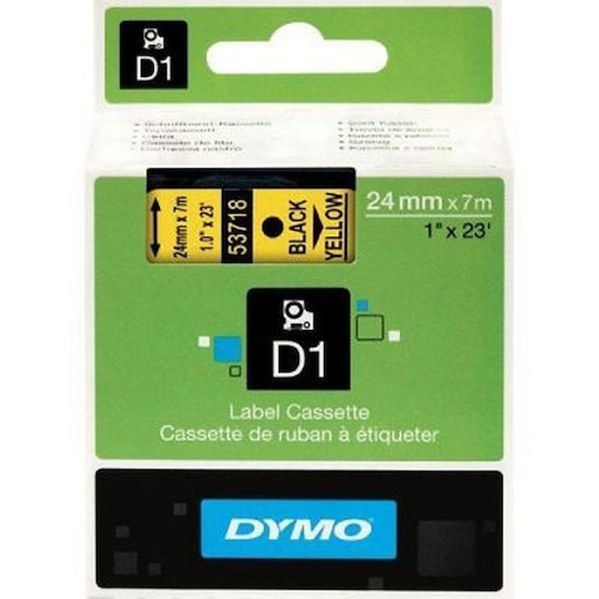 DYMO 53718 D1 YEDEK ŞERİT 24mmx7mt SARI-SİYAH