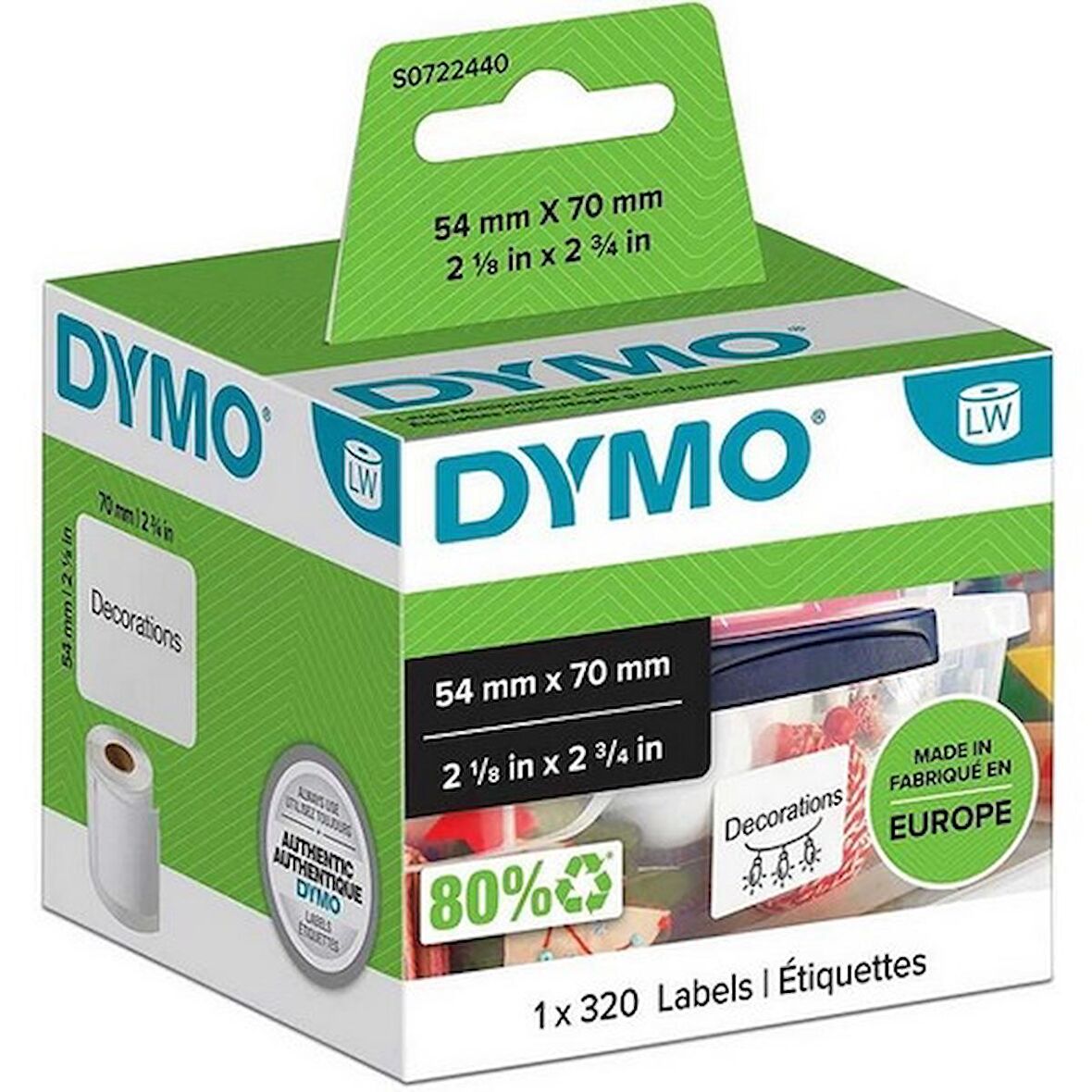 DYMO 99015 LW DİSKET ETİKETİ 320 Lİ 70x54mm