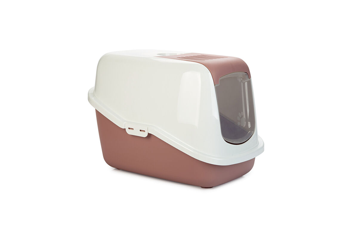 Beeztees Kapalı Kedi Tuvaleti, Koku Filtreli, Pembe Beyaz, 56x39x39cm