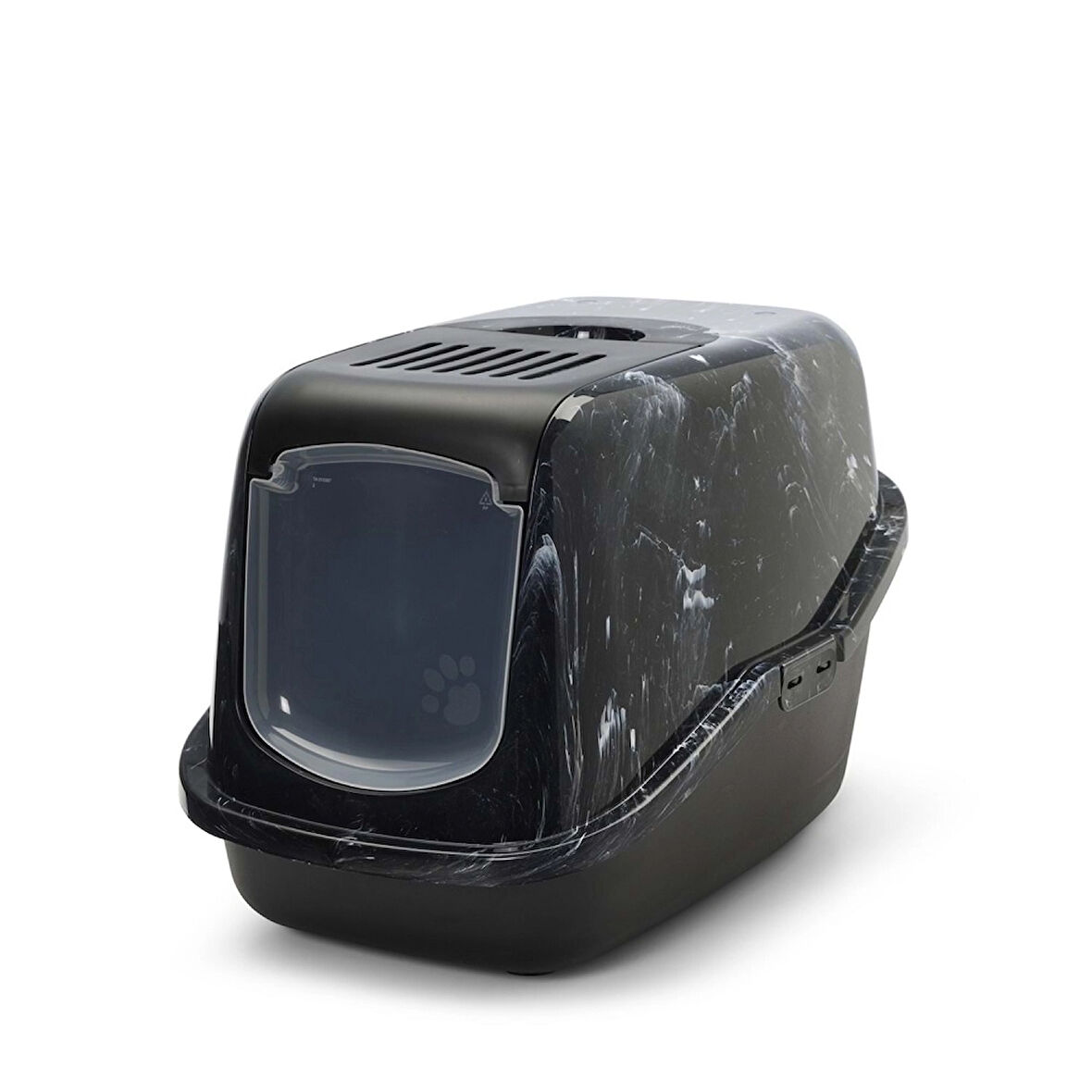 Savic Nestor Mermer | Şık Kedi Kum Kabı – Mermer Siyah Beyaz