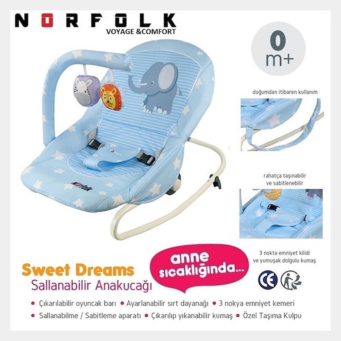 Norfolk Sweet Dreams Oyuncaklı Ev Tipi Ana Kucağı Ana Dizi – Sevimli Fil