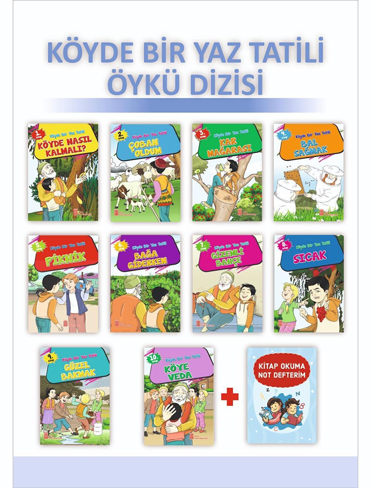 Ata 3.Sınıflar İçin Köyde Bir Yaz Tatili Öykü Dizisi + Kitap Okuma Not Defteri