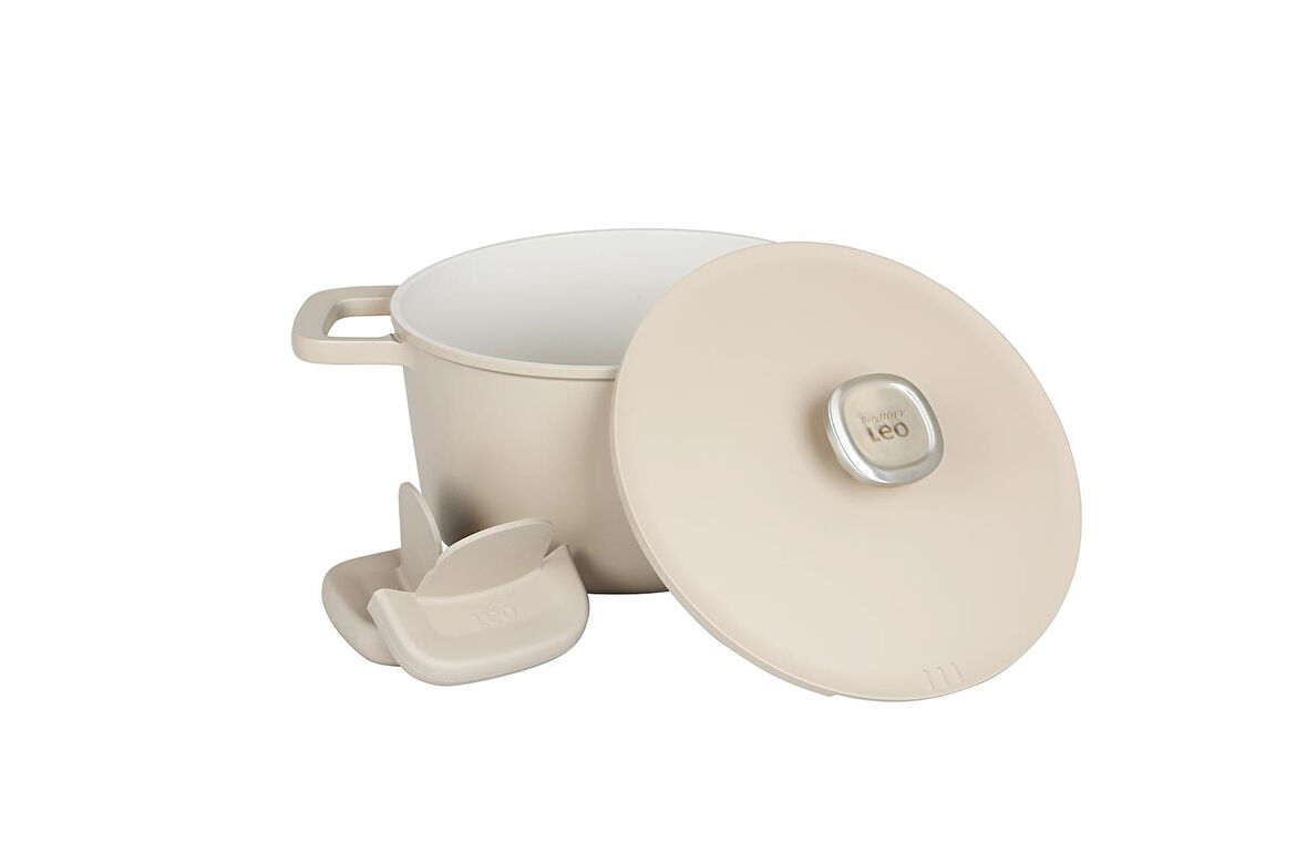 BergHOFF Leo Phantom Yapışmaz Kapaklı Derin Tencere Latte 24 cm 8501450