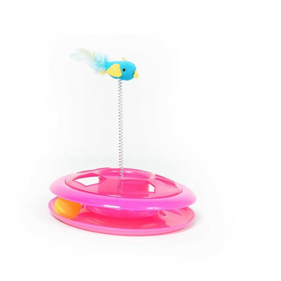 Duvo+ Happy Hoop Yaylı Tüylü Kedi Oyuncağı  Pembe
