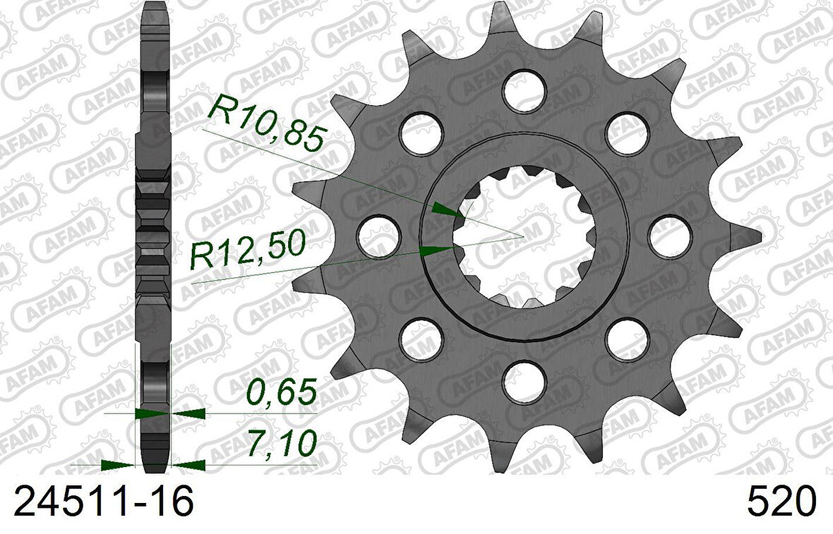 AFAM KAWASAKI ZX636 ZX6-R Ninja ÇELİK ÖN DİŞLİ #520 24511-16