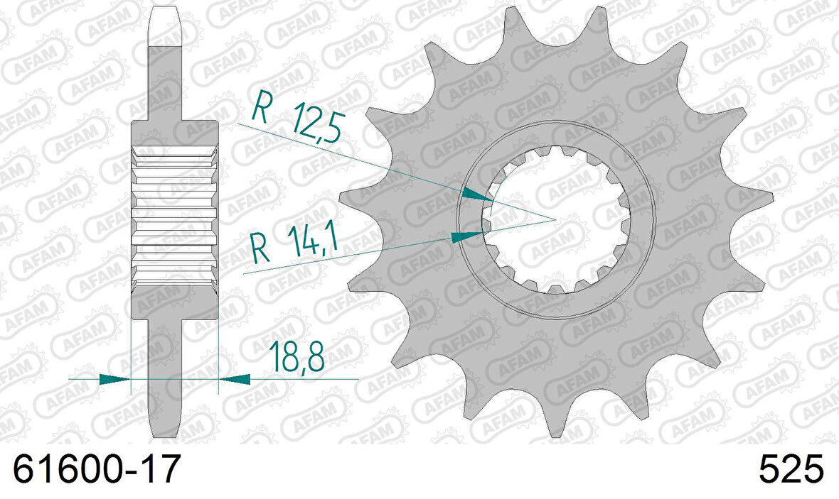 AFAM APRILIA CAPANORD 1000 / RSV/RST 1000 ÇELİK ÖN DİŞLİ #525 61600-17
