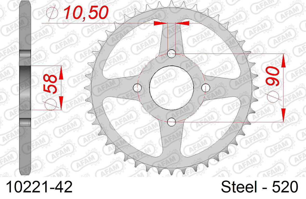 AFAM KTM DUKE 200 12-13 ÇELİK ARKA DİŞLİ #520 10221-42