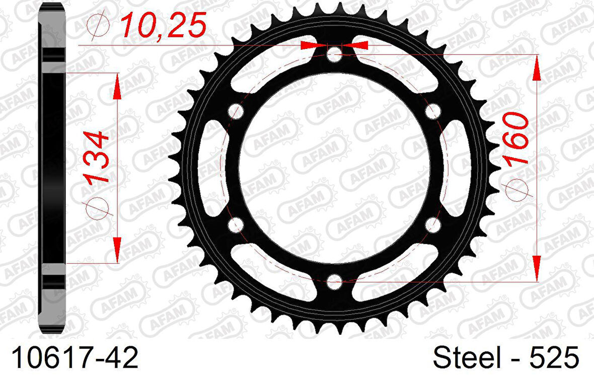 AFAM REAR STEEL SPROCKET #525 10617-42
