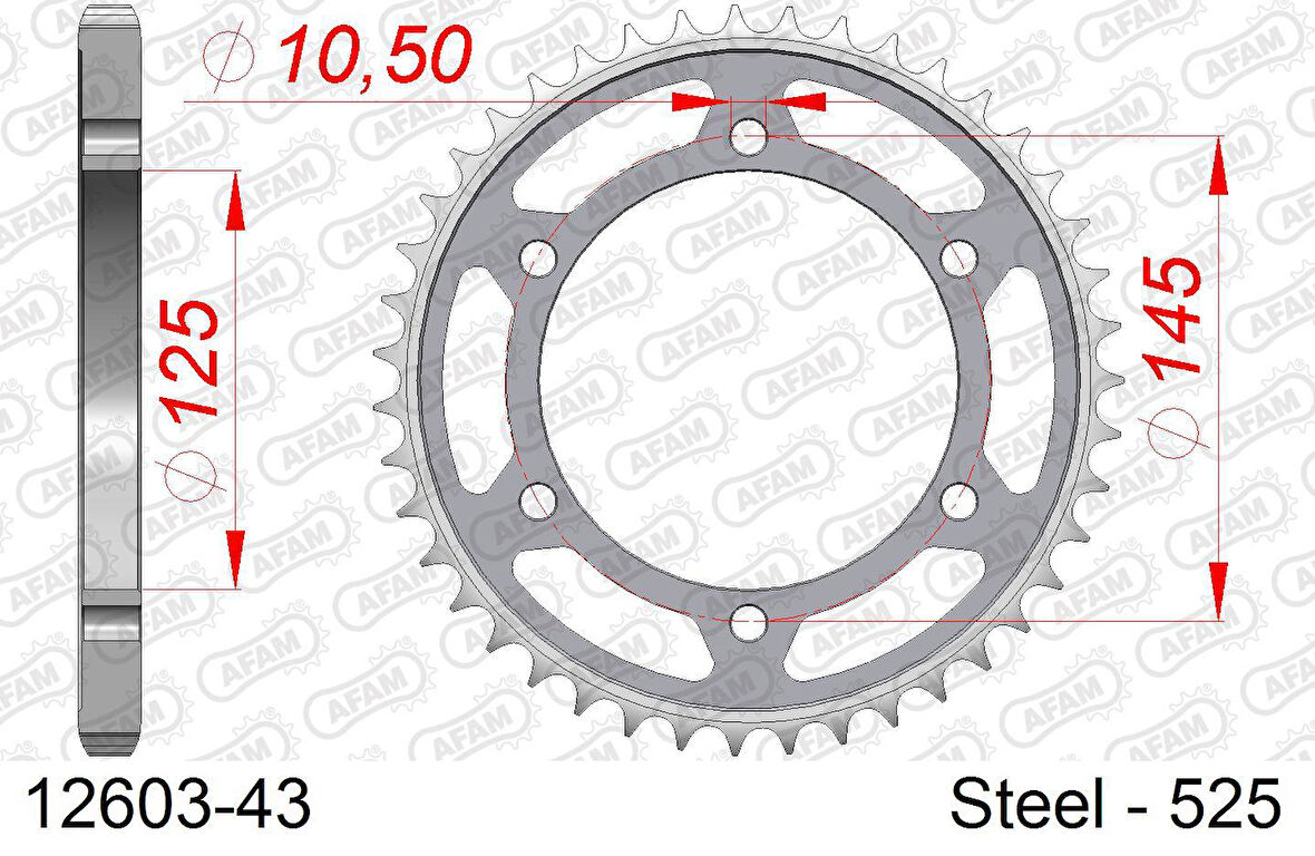 AFAM YAMAHA TDM850 ÇELİK ARKA DİŞLİ #525 12603-43