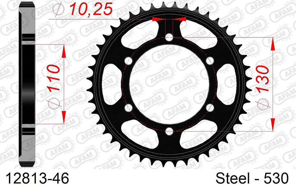AFAM REAR STEEL SPROCKET #530 12813-46