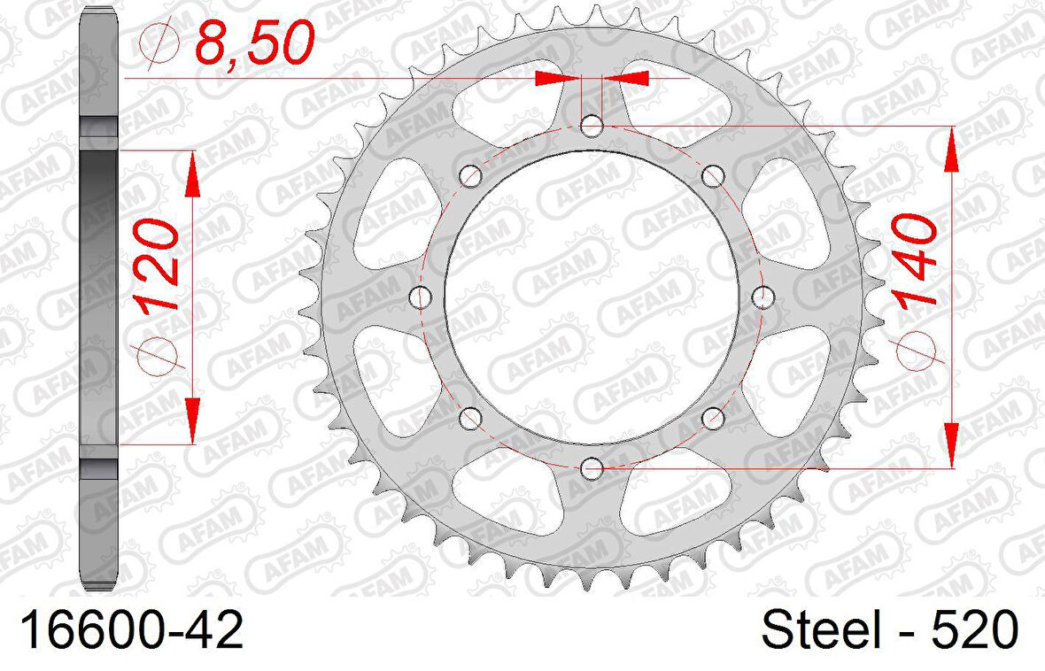 AFAM KAWASAKI KLR 650 ÇELİK ARKA DİŞLİ #520 16600-42
