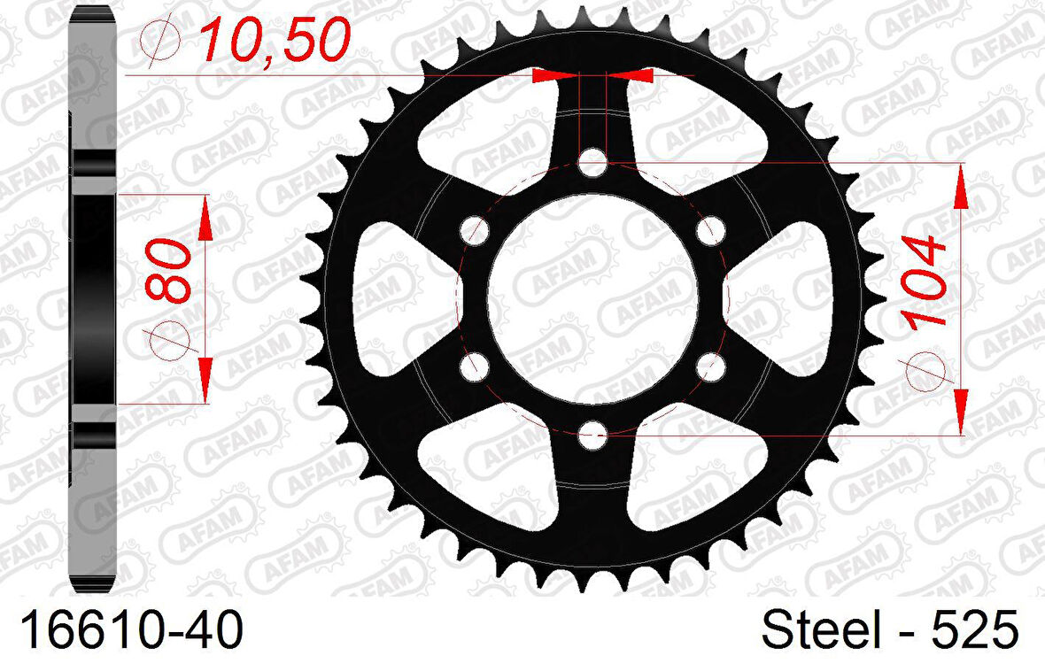 AFAM REAR STEEL SPROCKET #525 16610-40