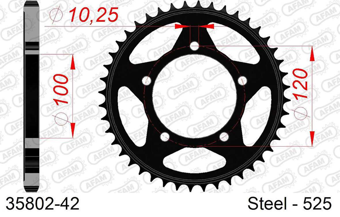 AFAM APRILIA CAPANORD 1200/RALLY / SHIVER900 ÇELİK ARKA DİŞLİ #525 35802-42