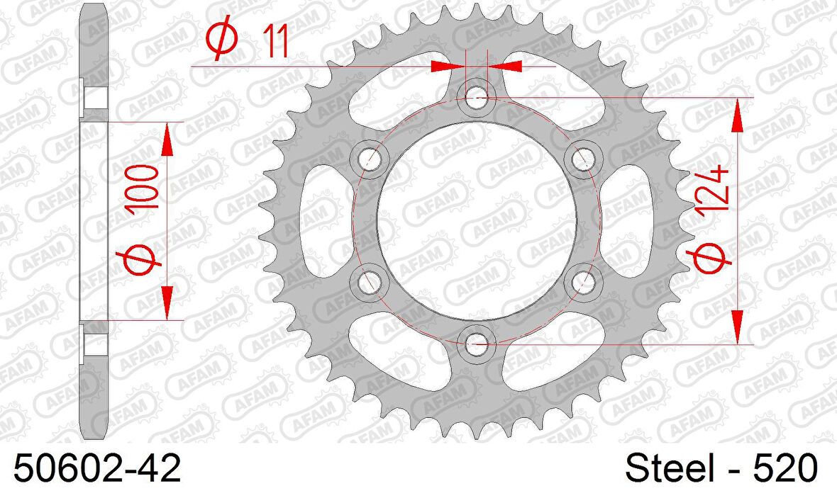 AFAM REAR STEEL SPROCKET #520 50602-42