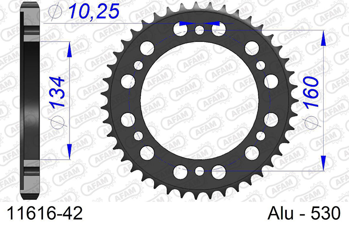 AFAM HONDA CBR 1000RR 06-16 ALUMİNYUM ARKA DİŞLİ #530 11616-42