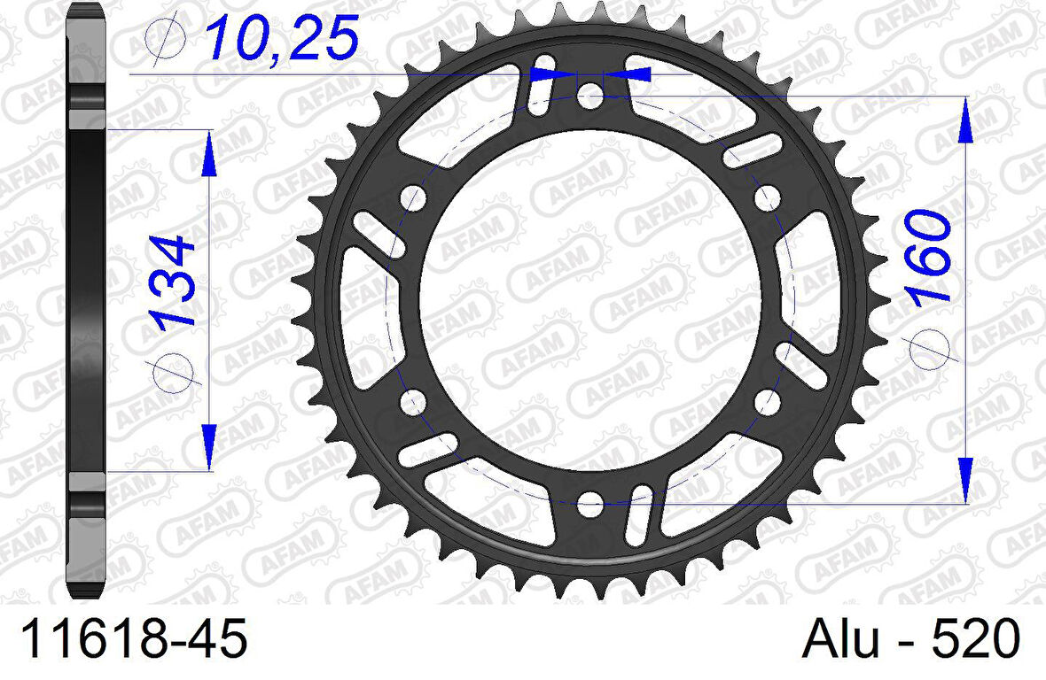 AFAM YAMAHA YBR 125 ALUMİNYUM ARKA DİŞLİ #520 11618-45
