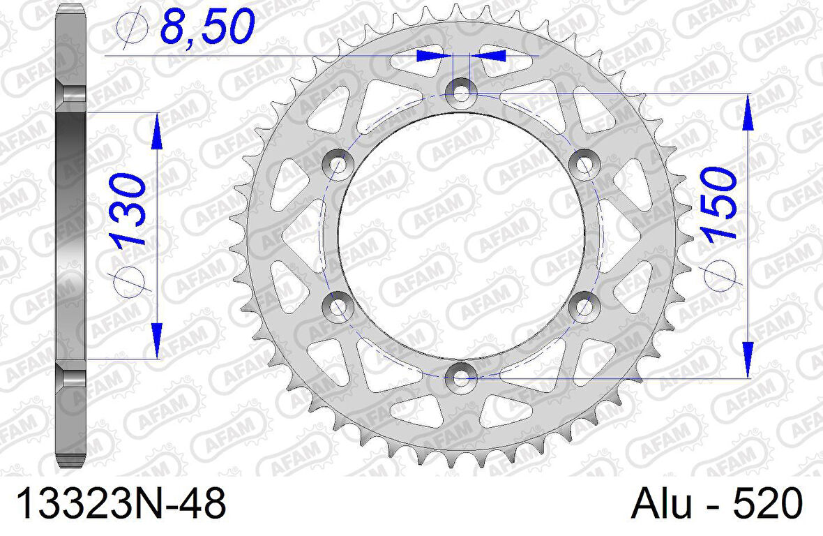 AFAM YAMAHA YZ 125 Alüminyum Arka Dişli 13323N-48