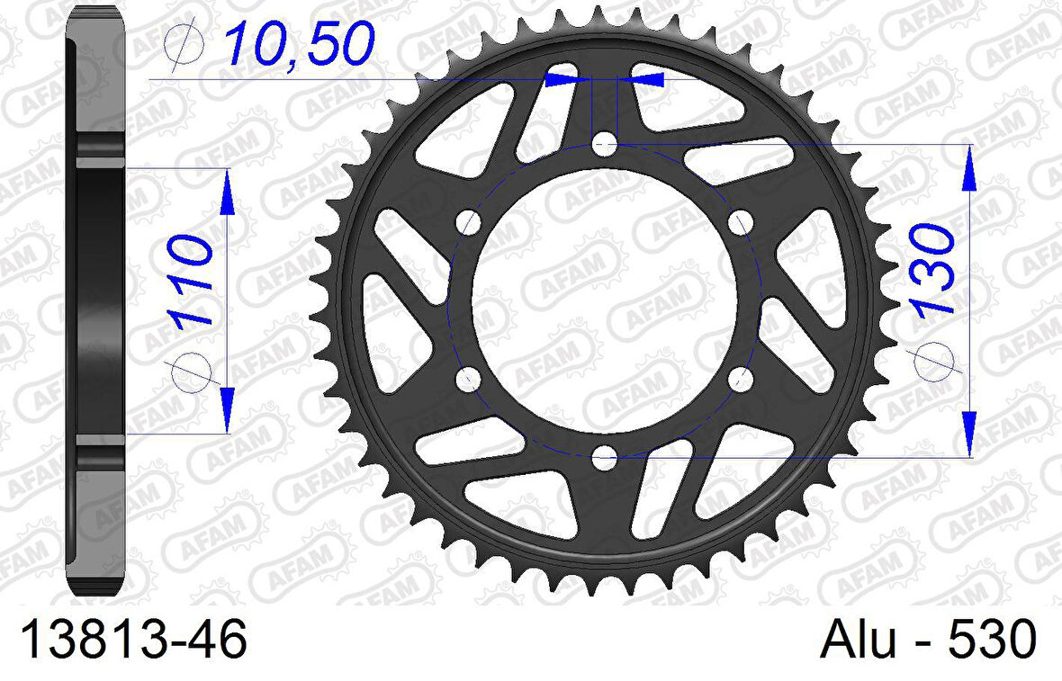 AFAM YAMAHA FZ6 Fazer S2 ABS Alüminyum Arka Dişli 13813-46