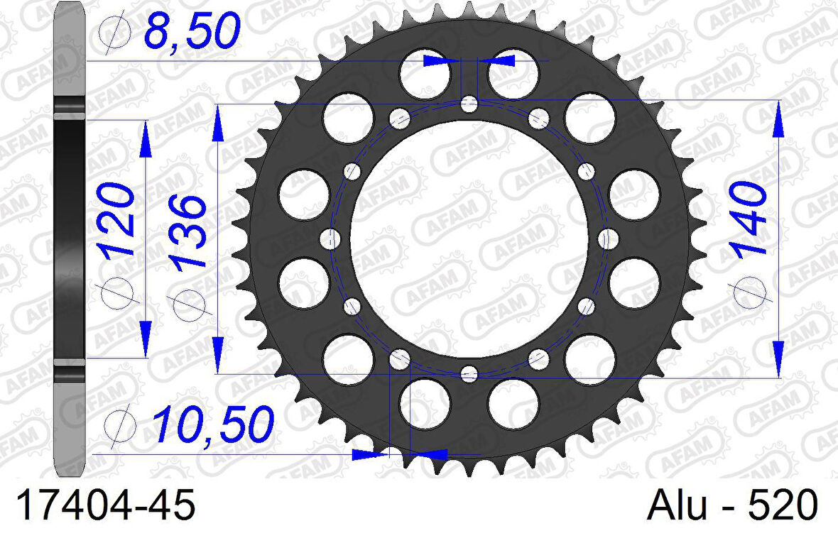AFAM SUZUKI GSX-R 600 ALUMİNYUM ARKA DİŞLİ #520 17404-45