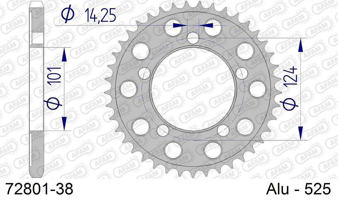AFAM KTM 1190 RC8 ALUMİNYUM ARKA DİŞLİ #525 72801-38