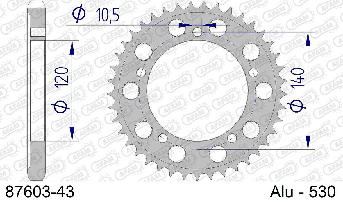 AFAM SUZUKI GSX-R1000 01-08  ALUMİNYUM ARKA DİŞLİ #530 87603-43