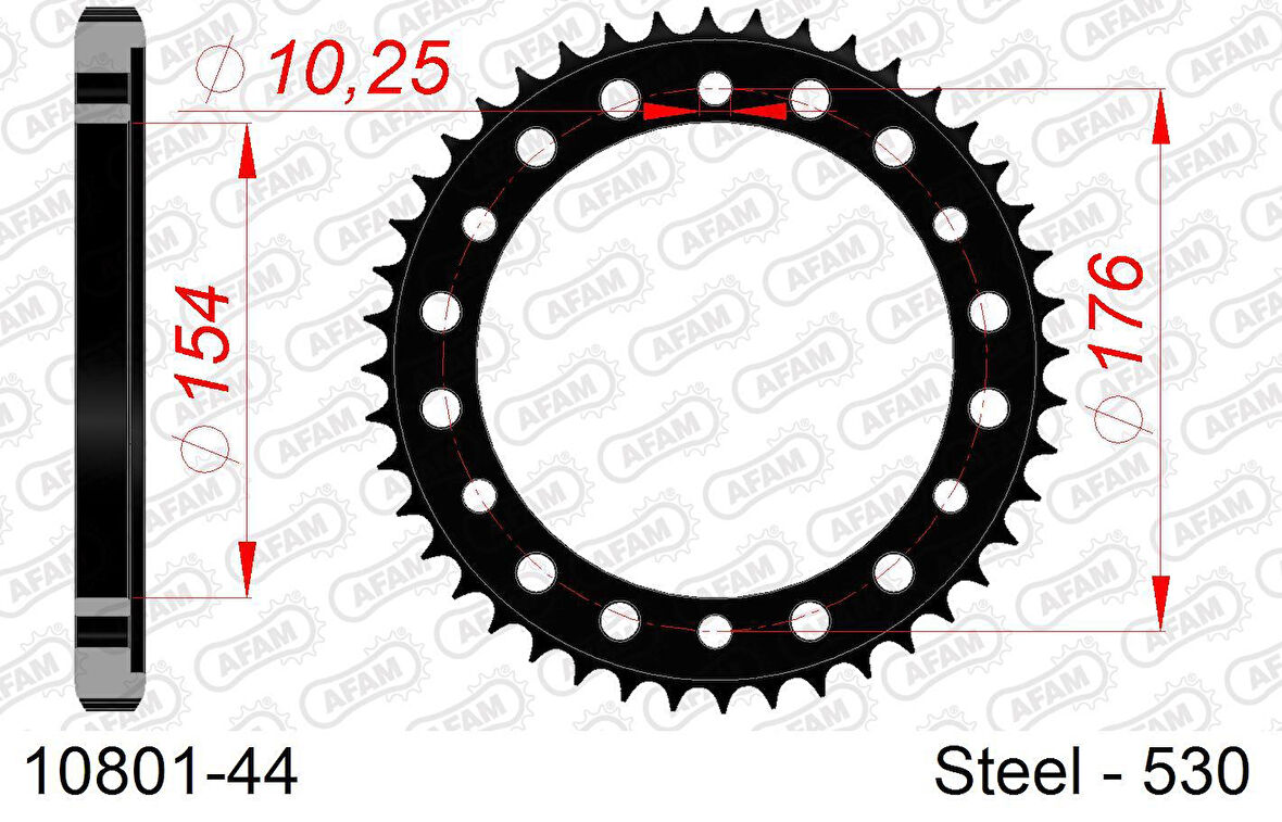 AFAM HONDA CB 1000R 09-17 / KAWASAKI NINJA H2 ÇELİK ARKA DİŞLİ #530 10801-44