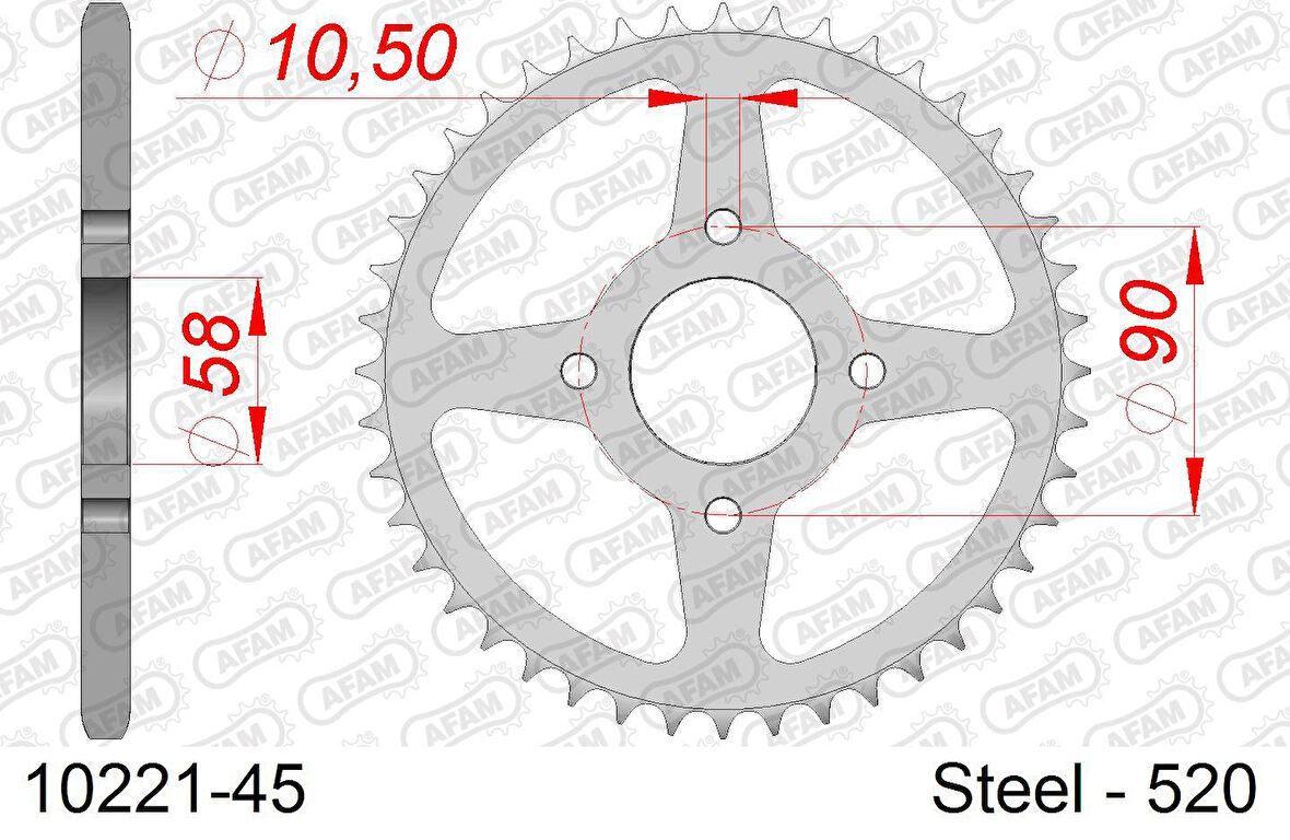 AFAM KTM DUKE 125 11-13 ÇELİK ARKA DİŞLİ #520 10221-45
