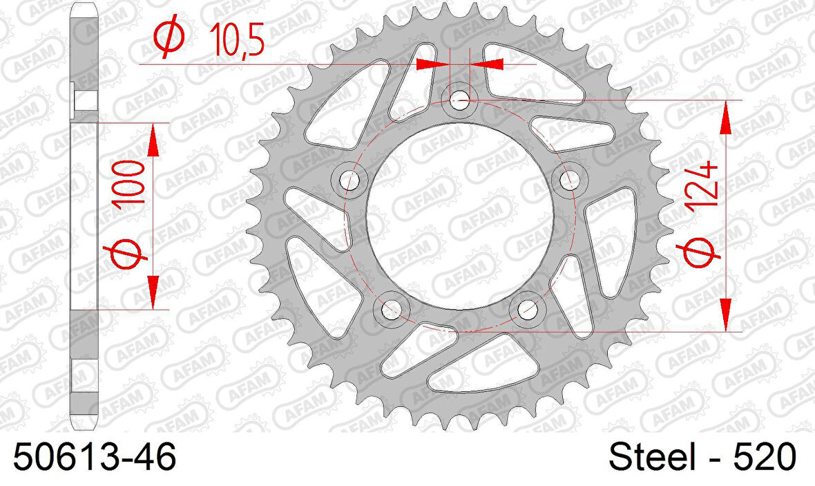 AFAM DUCATI SCRAMBLER 800 / 797/ 821 MONSTER ÇELİK ARKA DİŞLİ #520 50613-46