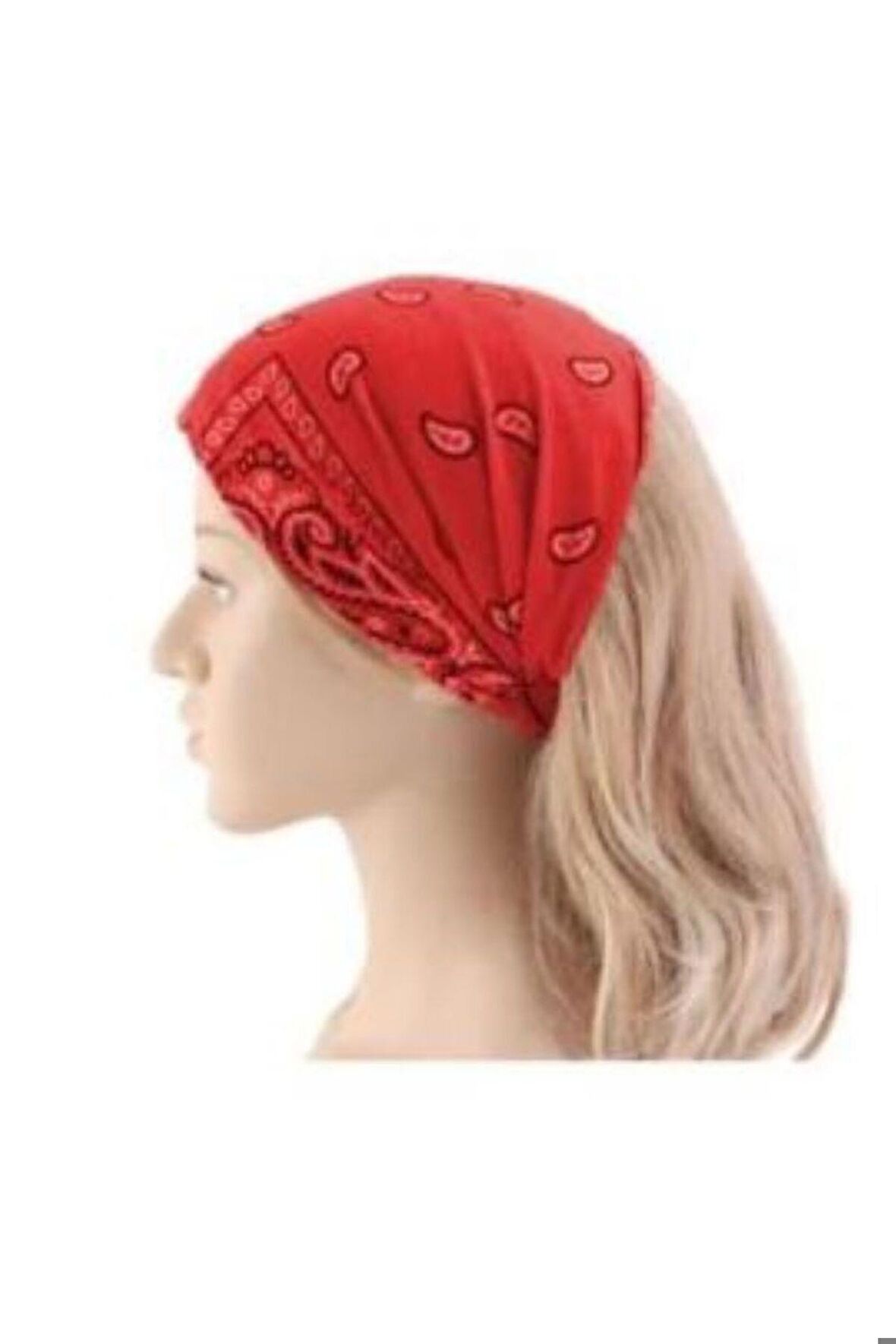 Pembe Beyaz Mavi Etnik Desenli Bandana, Saç Bandı Saç Bandı