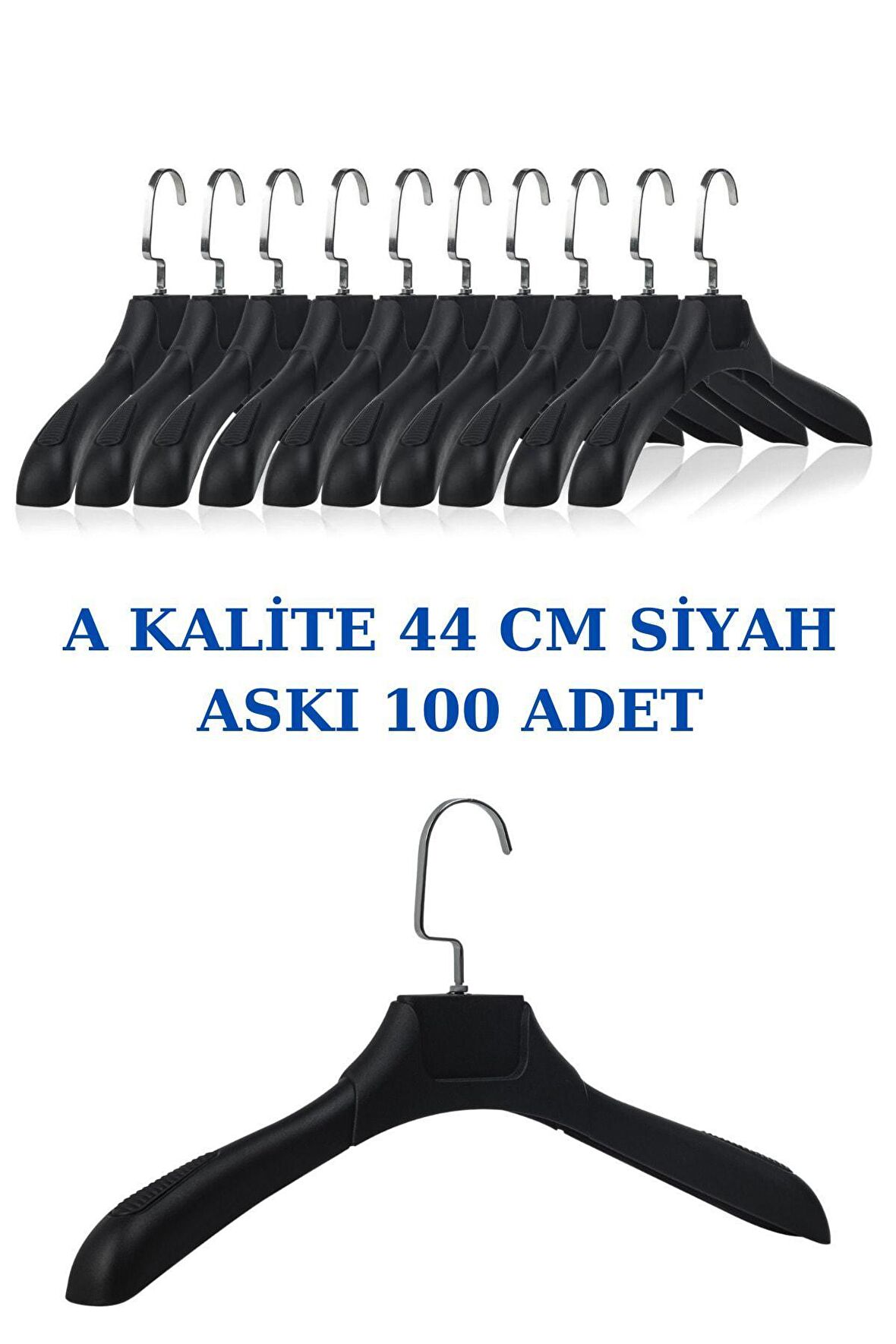 100 Adet Siyah Abs Plastik Askı Ceket Elbise Askısı Kıyafet Askısı Gömlek Askısı